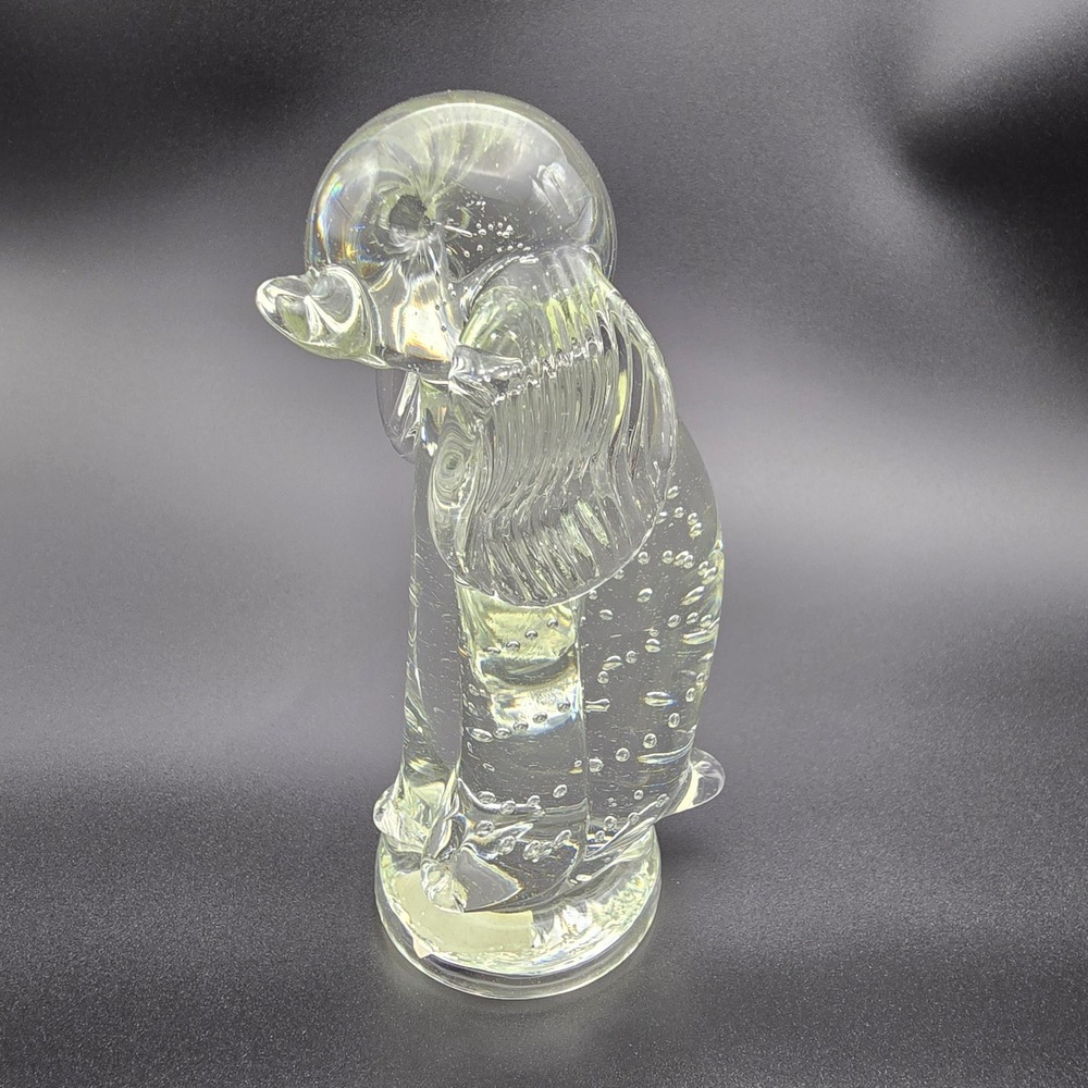 Altaglass Poodle Figurine Clear Controlled Bubble Art Glass Sculpture Canada